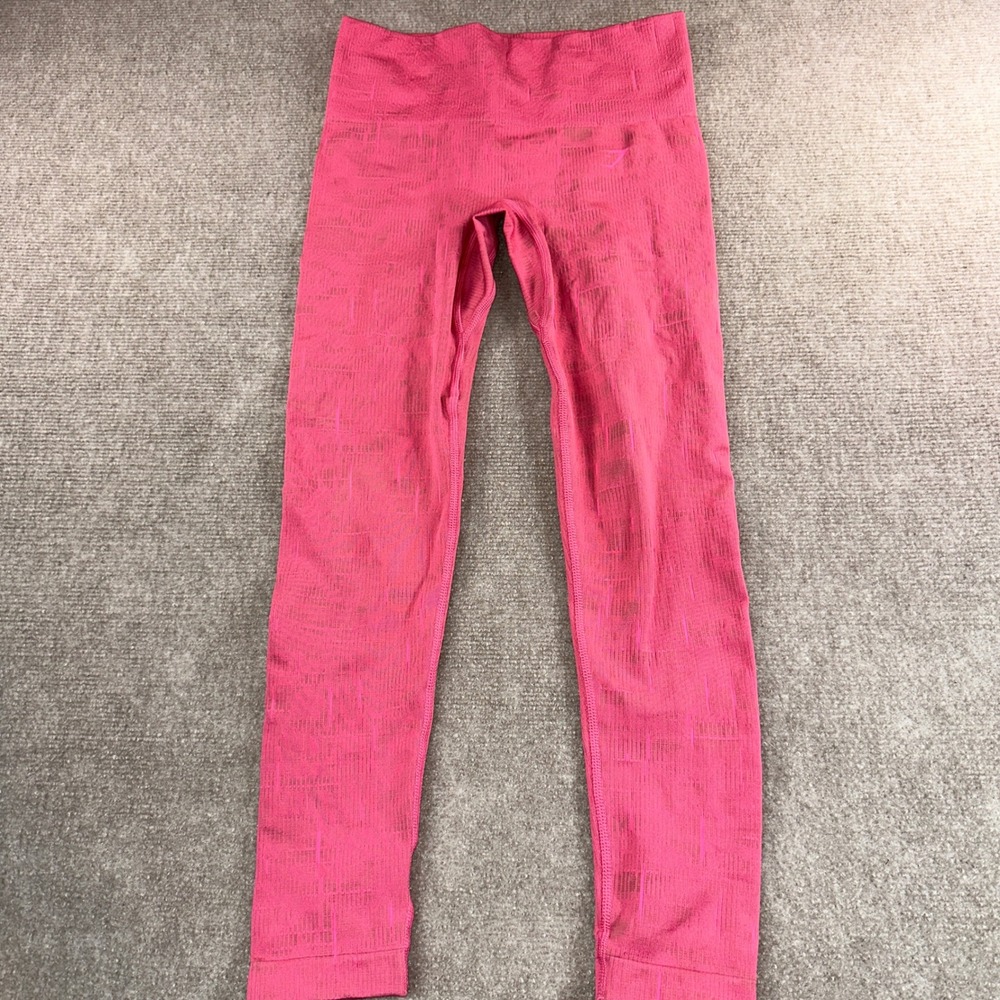 Gymshark High Waisted Seamless Leggings Pink Marl Textured Athletic Tights